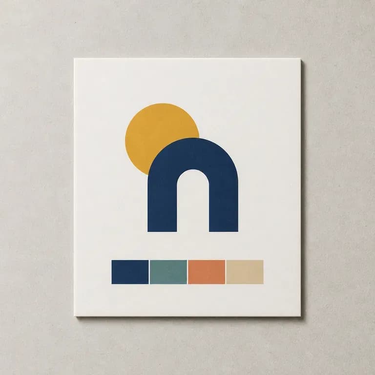 A minimal geometric startup logo mark with its colour palette