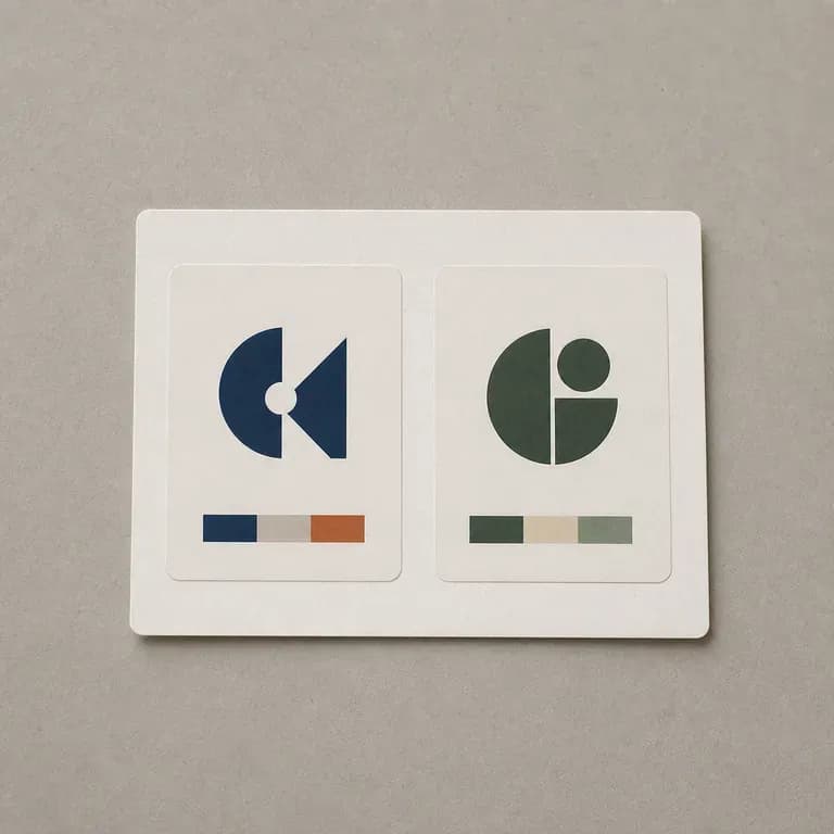 Two brand direction thumbnails placed side by side for comparison