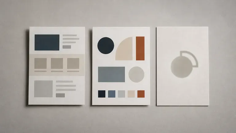 Three input-source cards: a website screenshot style card, a brief note card and an old logo card