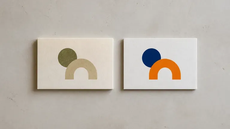 An old and a refreshed original logo mark placed side by side, dated tone versus brighter tone