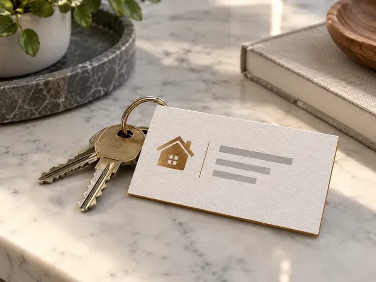 Real Estate Cards: a small house icon beside the contact lines