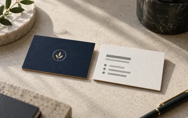 The front and back of one business card design