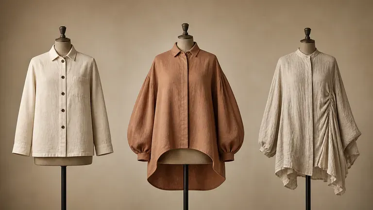 Three garments on dress forms: a casual staple, a statement piece and a fabric-led design