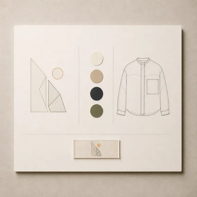 A close-up of a minimal clothing brand board