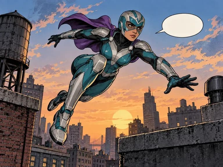 Superhero Scenes: bold ink and dramatic angles