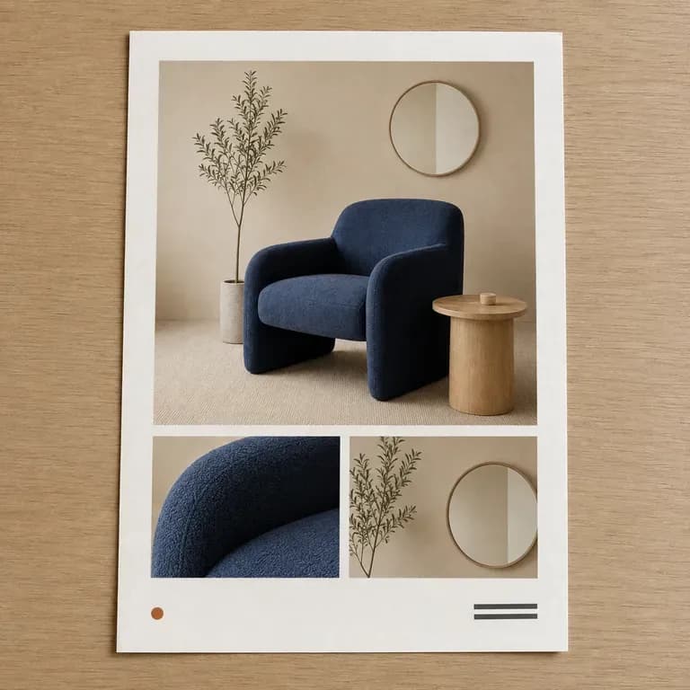 A close-up of a minimal, image-first portfolio page with almost no text blocks