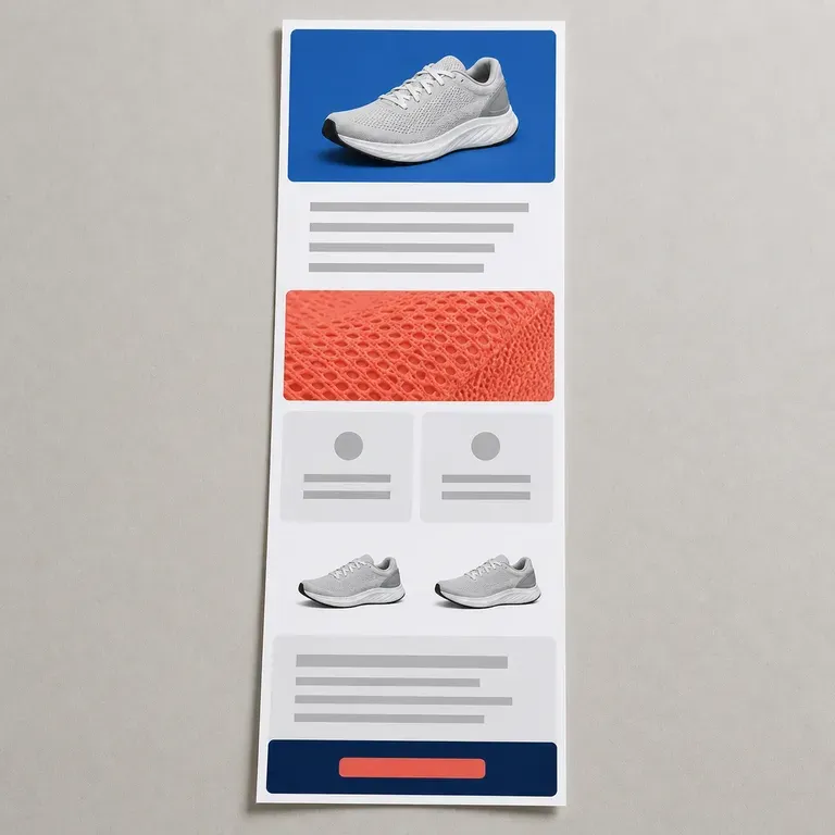 A long newsletter email layout with more, denser content sections