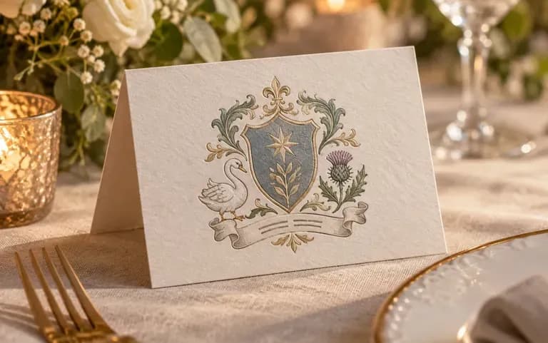 A wedding crest joining two family names
