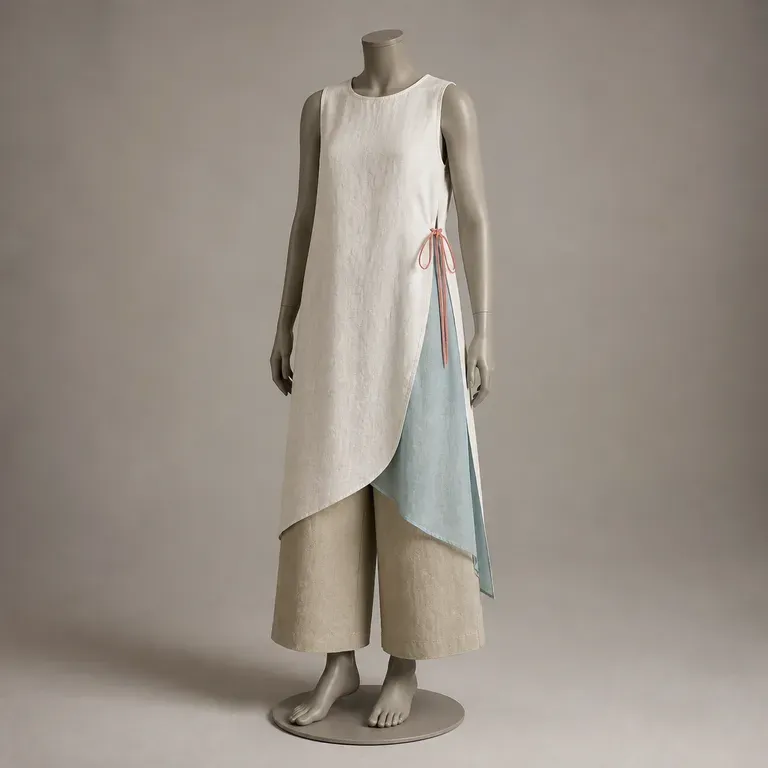 A close-up of a single look from a student coursework collection