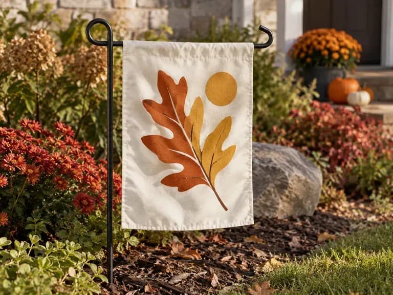 Garden Flags: a small flag with a simple seasonal motif