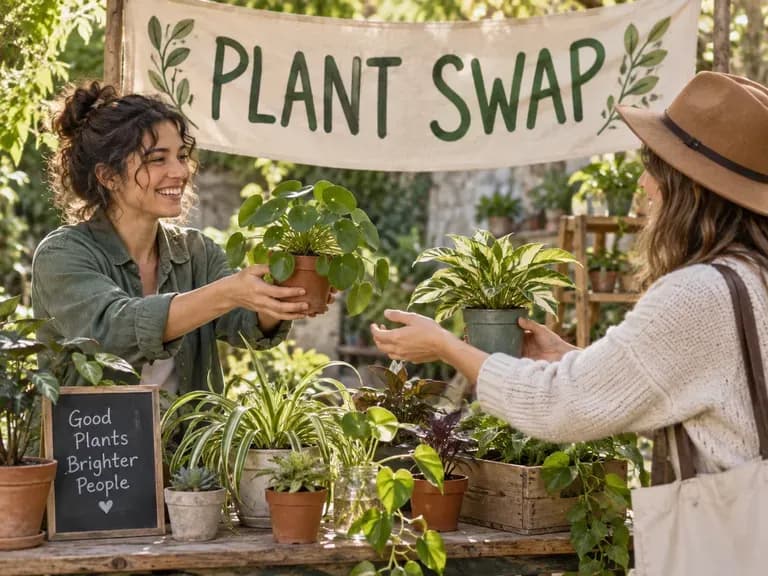 A botanical flyer concept with exact headline PLANT SWAP