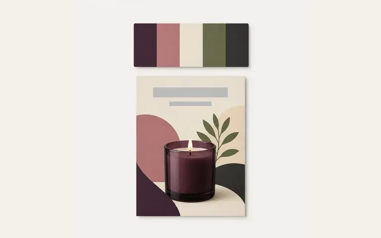 An illustrative promotional composition beside a color reference