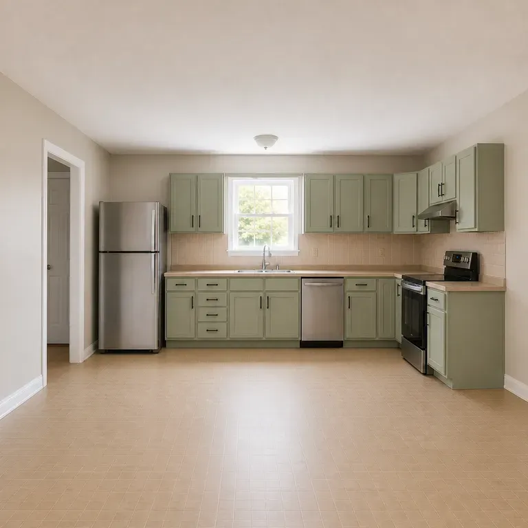 A close-up of a kitchen cabinet colour change after a redesign