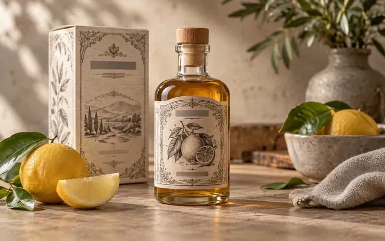 A hand-drawn vintage label for a small brand