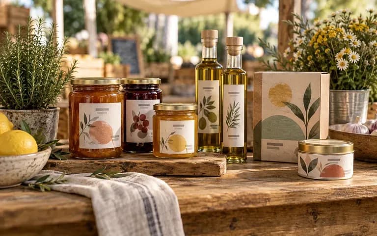 A first label for a market stall product