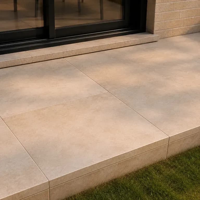 A close-up of deck or paving material after a redesign