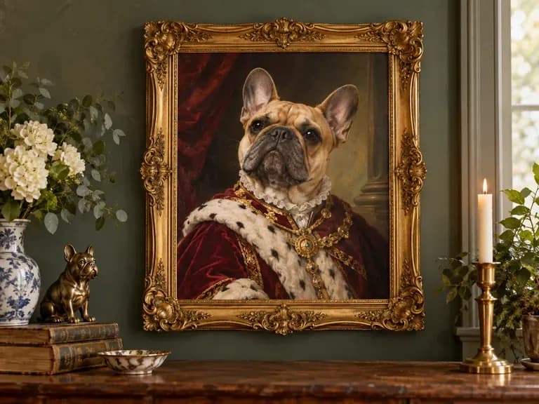 Royal Pet Portraits: velvet robes and a gilded frame