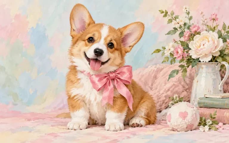 A cartoon portrait of a new puppy