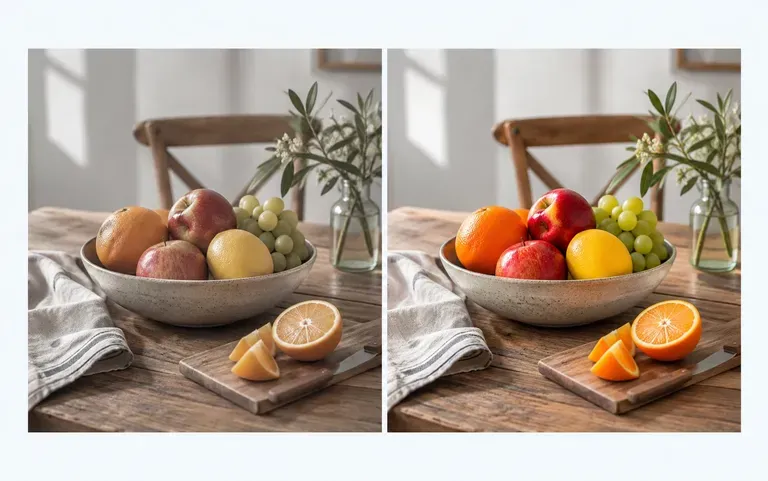 The original and the adjusted photo side by side
