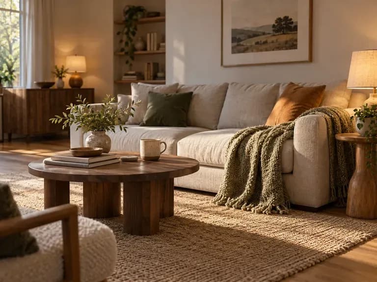 Cozy Interiors: warm lamps and a sofa