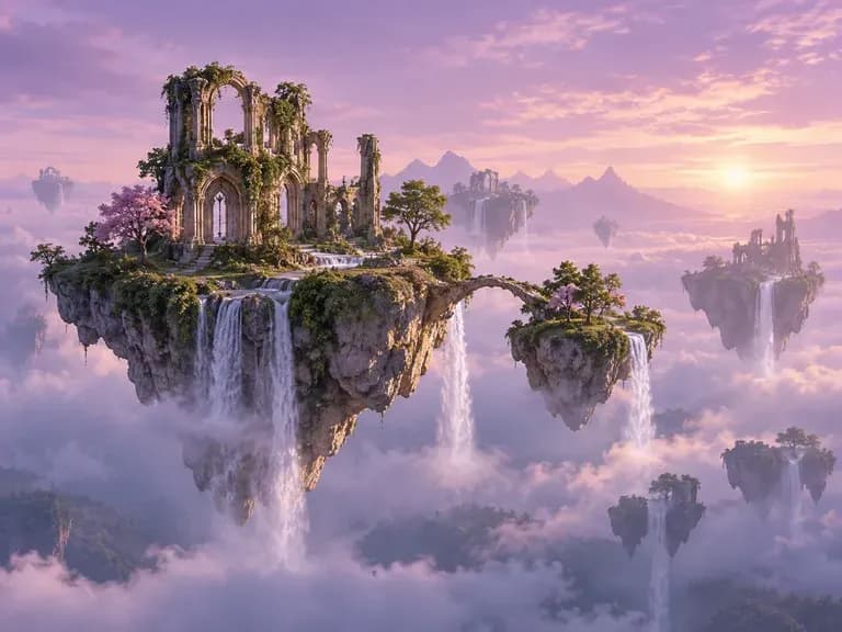 Fantasy Worlds: floating islands and odd skies