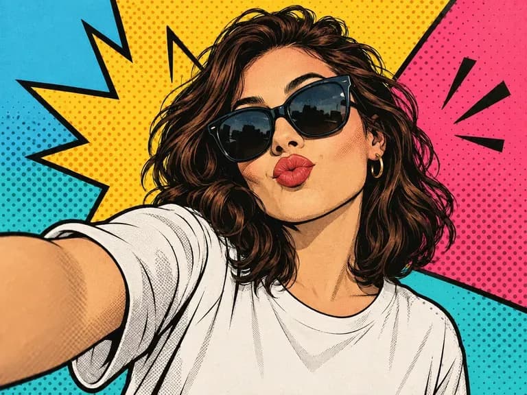 Pop Art Selfies: bright color blocks and bold outlines