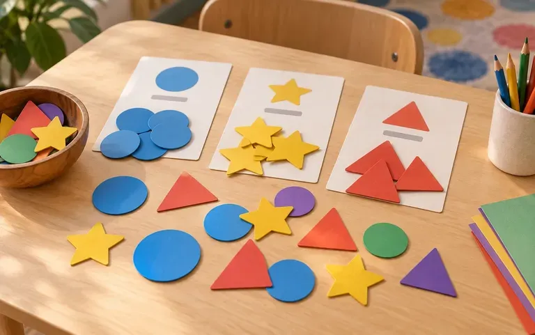 Colorful shape cards for a sorting game