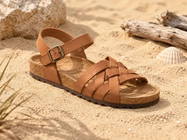 Summer Sandals: woven straps on a cork footbed