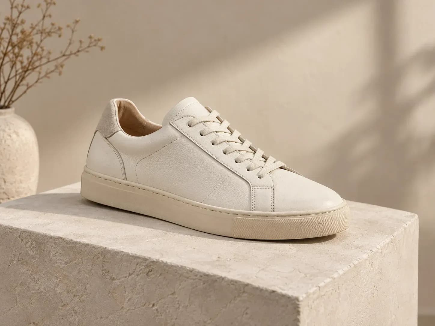 A leather sneaker concept rendered from a short written brief