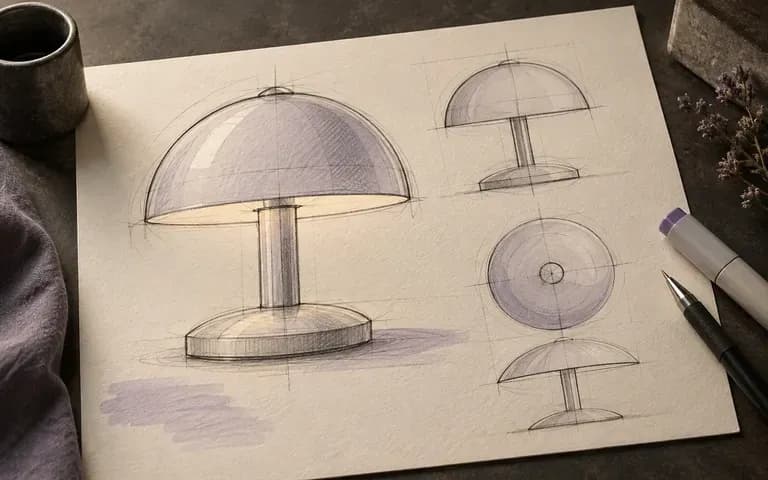 An illustrative table lamp concept in marker