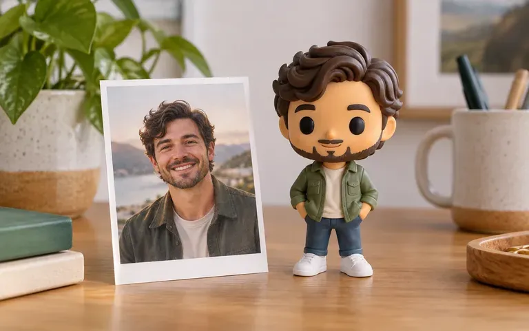 A portrait turned into a collectible figure style