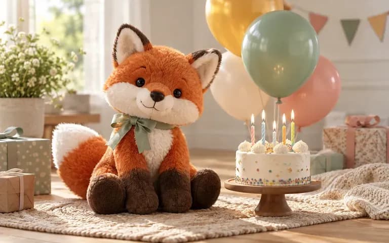 A plush fox concept for a child's birthday