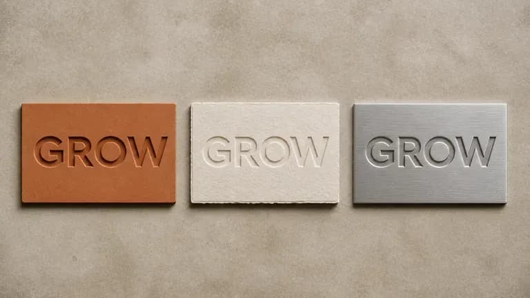 The word GROW shown in several simple material studies, suggesting a student exercise