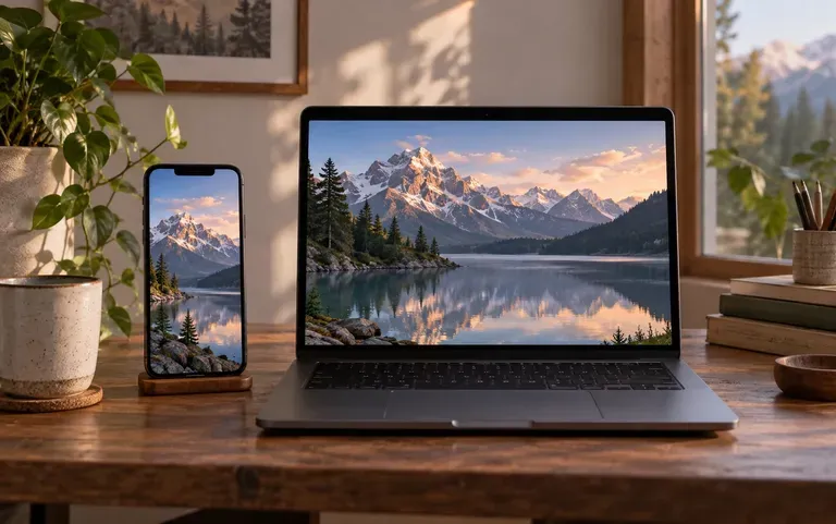 The same scene as a phone and a desktop wallpaper
