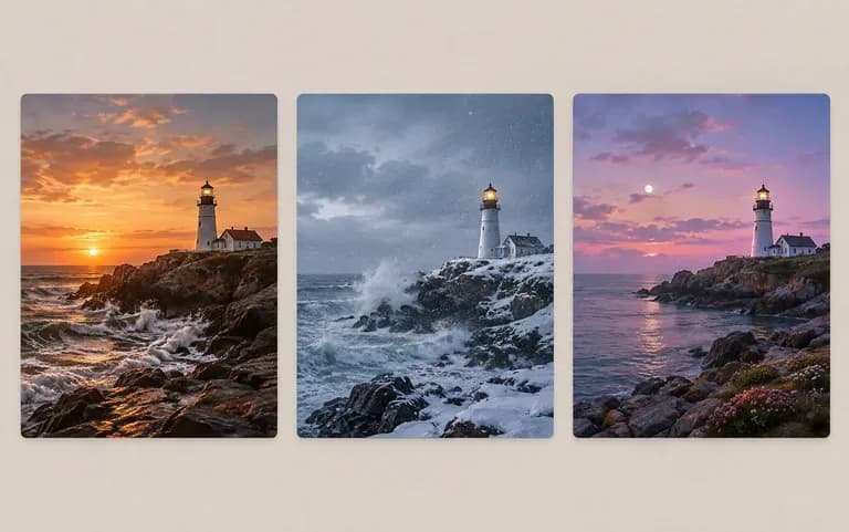 Three versions of one description on a canvas