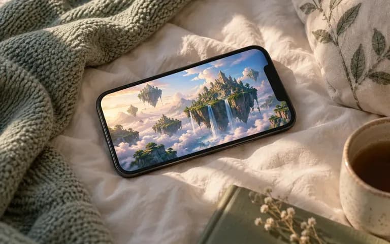 A fantasy scene on a phone lock screen