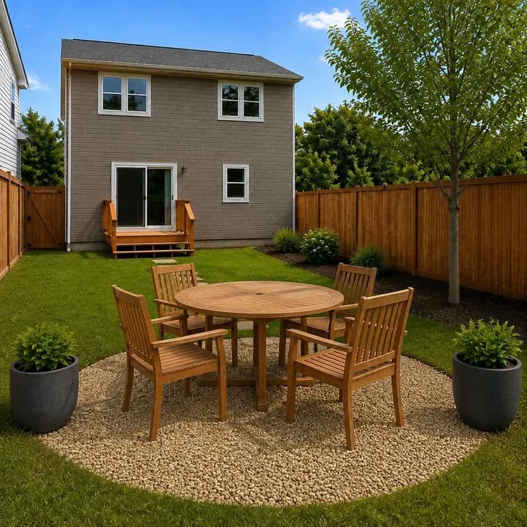 A close-up of an entertaining-ready yard zone after a redesign
