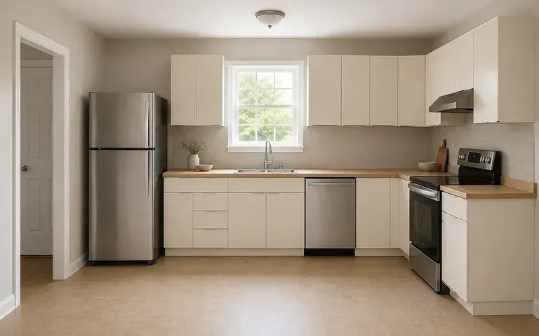 A modern kitchen interior concept with restrained finishes