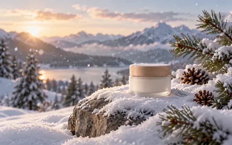 A product within a snowy winter scene