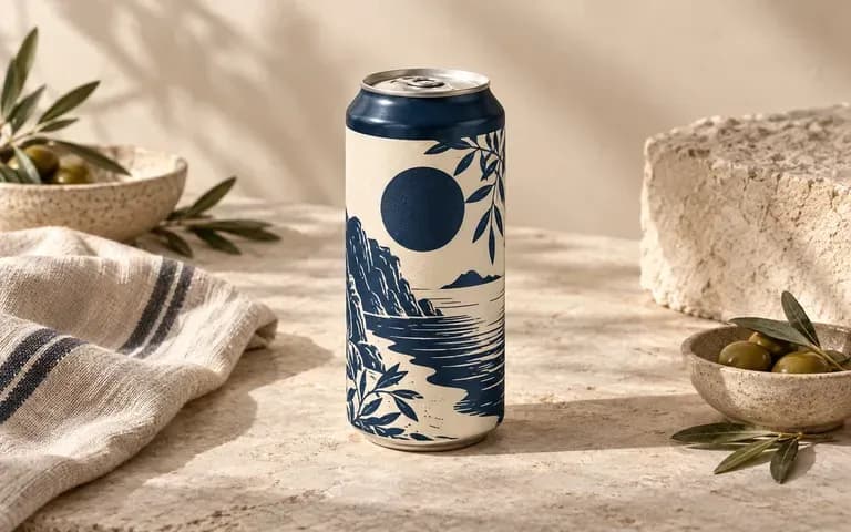 A beer can with its top and rim visible above the label