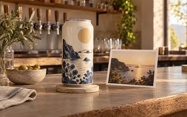 A beer can shown in a proposed taproom campaign setting