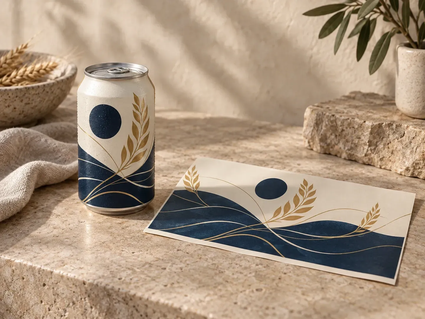 Full can artwork shown on a beer can in a product presentation