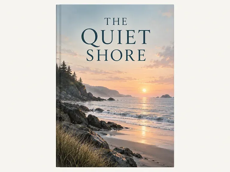 An original cover concept titled THE QUIET SHORE