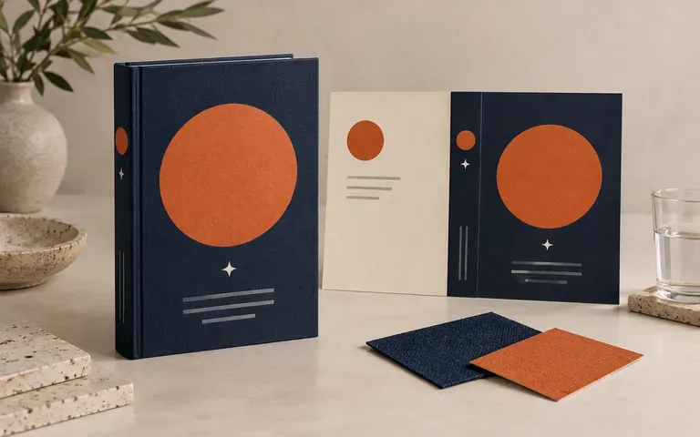 A hardcover concept shown with matching cover artwork