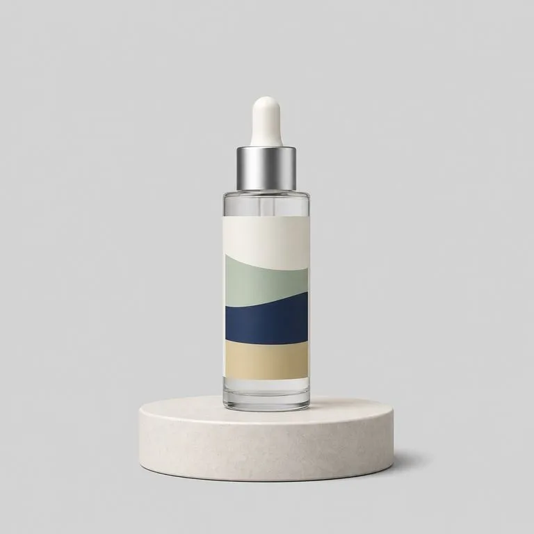 A bottle on a pale studio plinth under cool even light