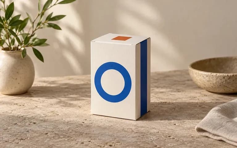Front and side artwork meeting at the corner of a product box