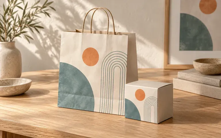A retail brand presented on a bag and packaging