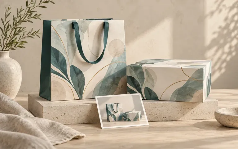 A client proposal showing a coordinated retail material set