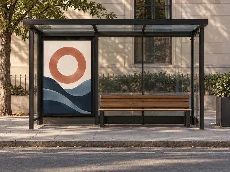 Street-Level Campaign Pitch: show the full shelter around an existing portrait ad