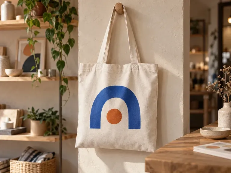Shop Branding Previews: a shop logo presented on a canvas carrier